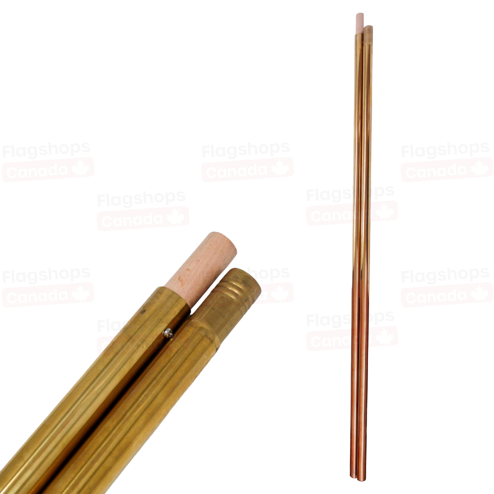 8ft Gold Indoor Flagpole Screw-Joint Close Up