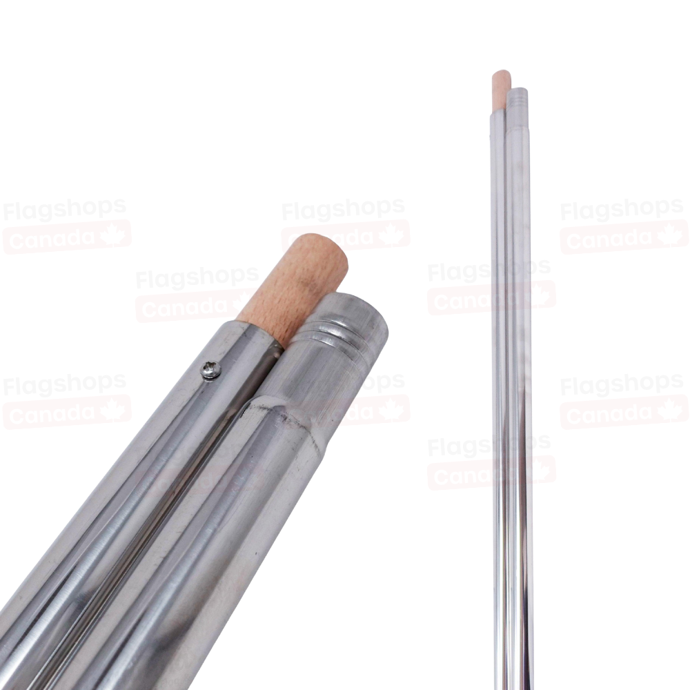 8ft Silver Indoor Flagpole Screw-Joint Close Up