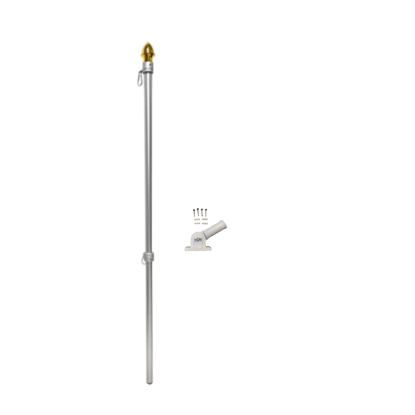 6' Chrome Stainless Steel Flagpole Kit - Canadiana Flag