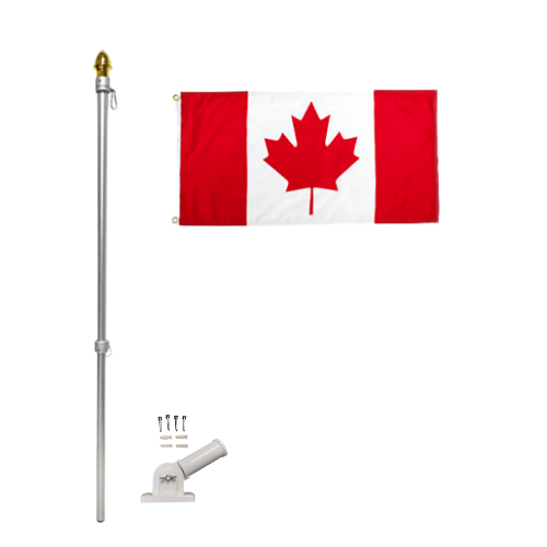 6′ Chrome Stainless Steel Flagpole with Flag Set