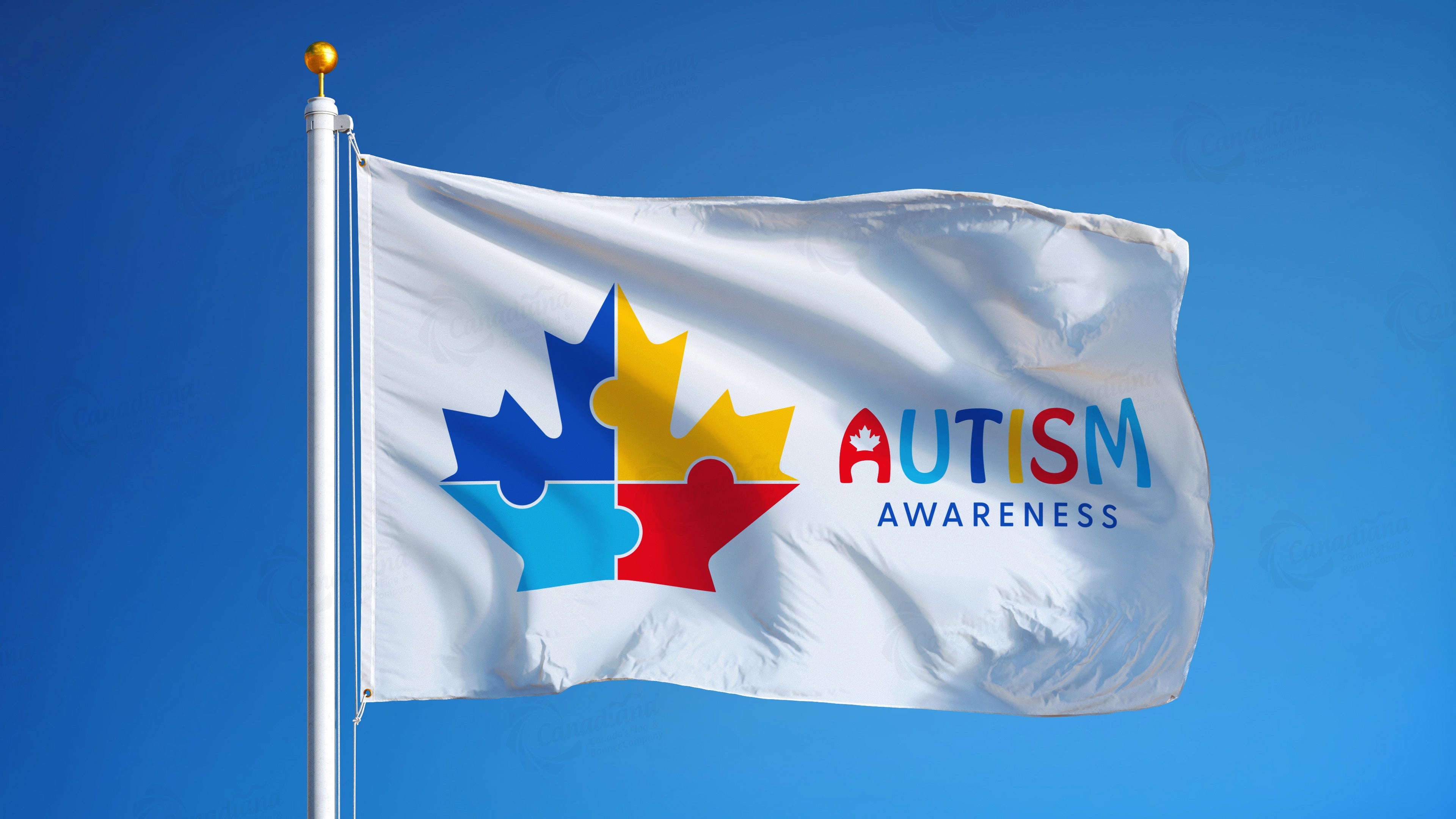 Autism Awareness Maple Flag - Canadiana Flag