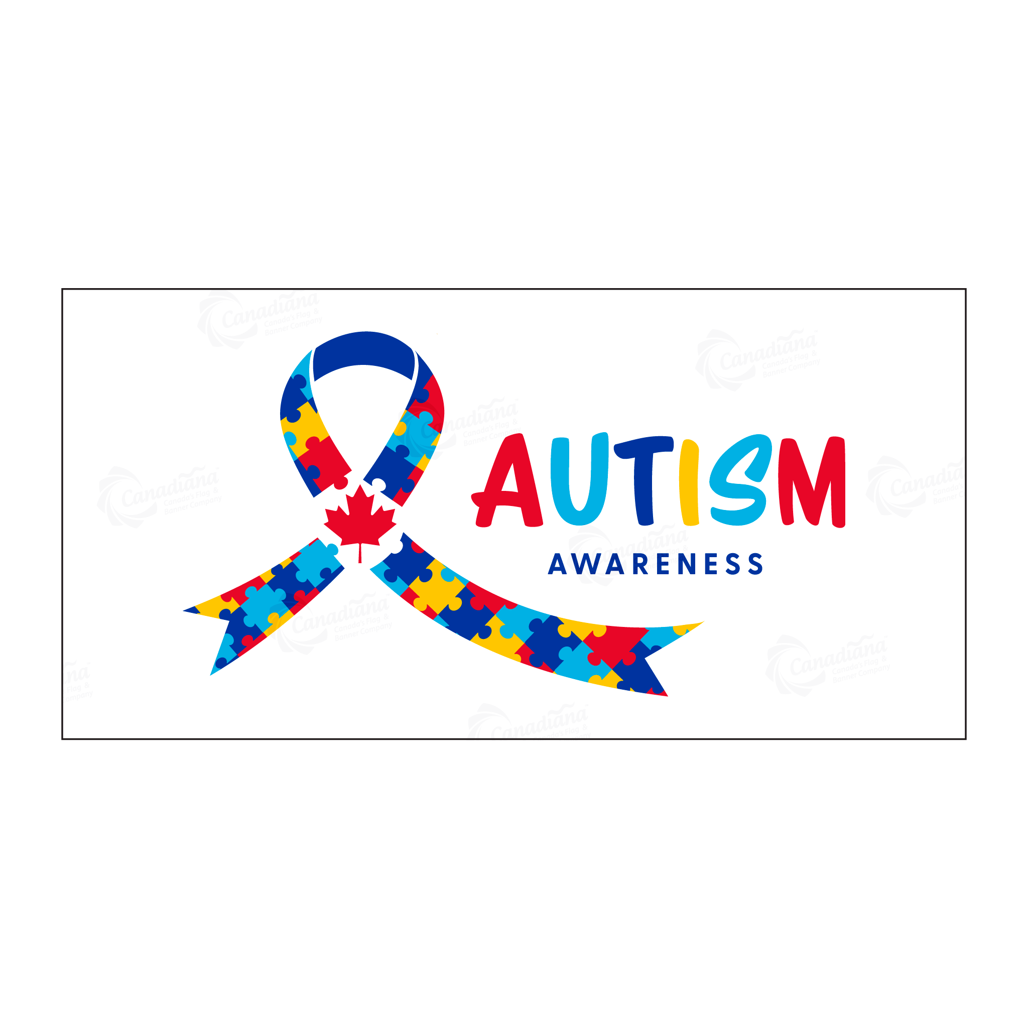 Autism Awareness Ribbon Flag - Canadiana Flag