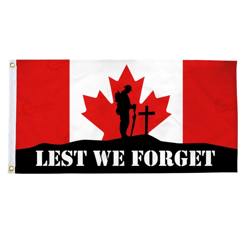 Remembrance Day Flag - Lest We Forget - Canadiana Flag
